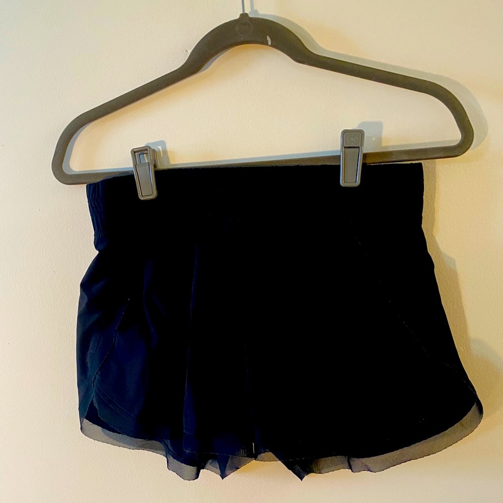 Black running shorts with mesh detail